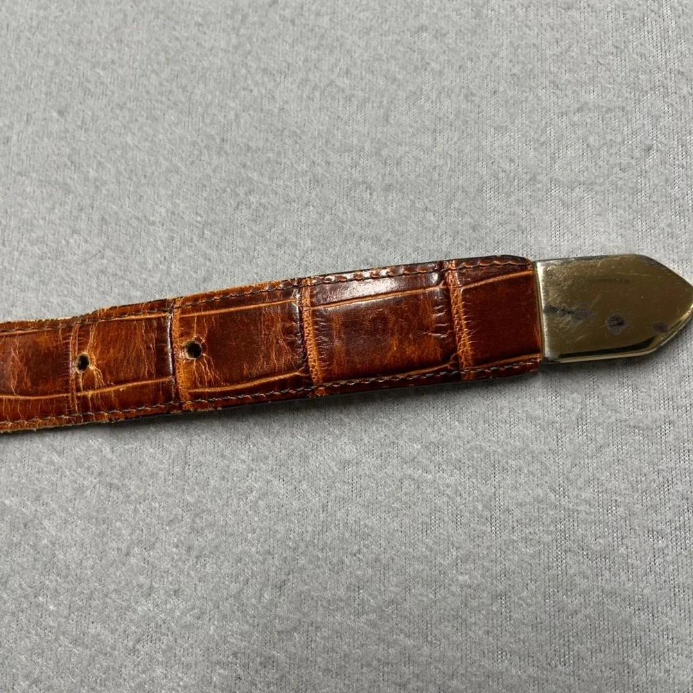Onyx‎ by Brighton Mens 36 Brown Crocodile Embossed Leather Western Belt 19407